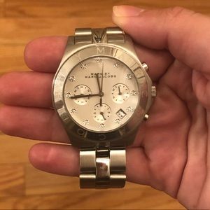 Marc Jacobs silver and diamond watch